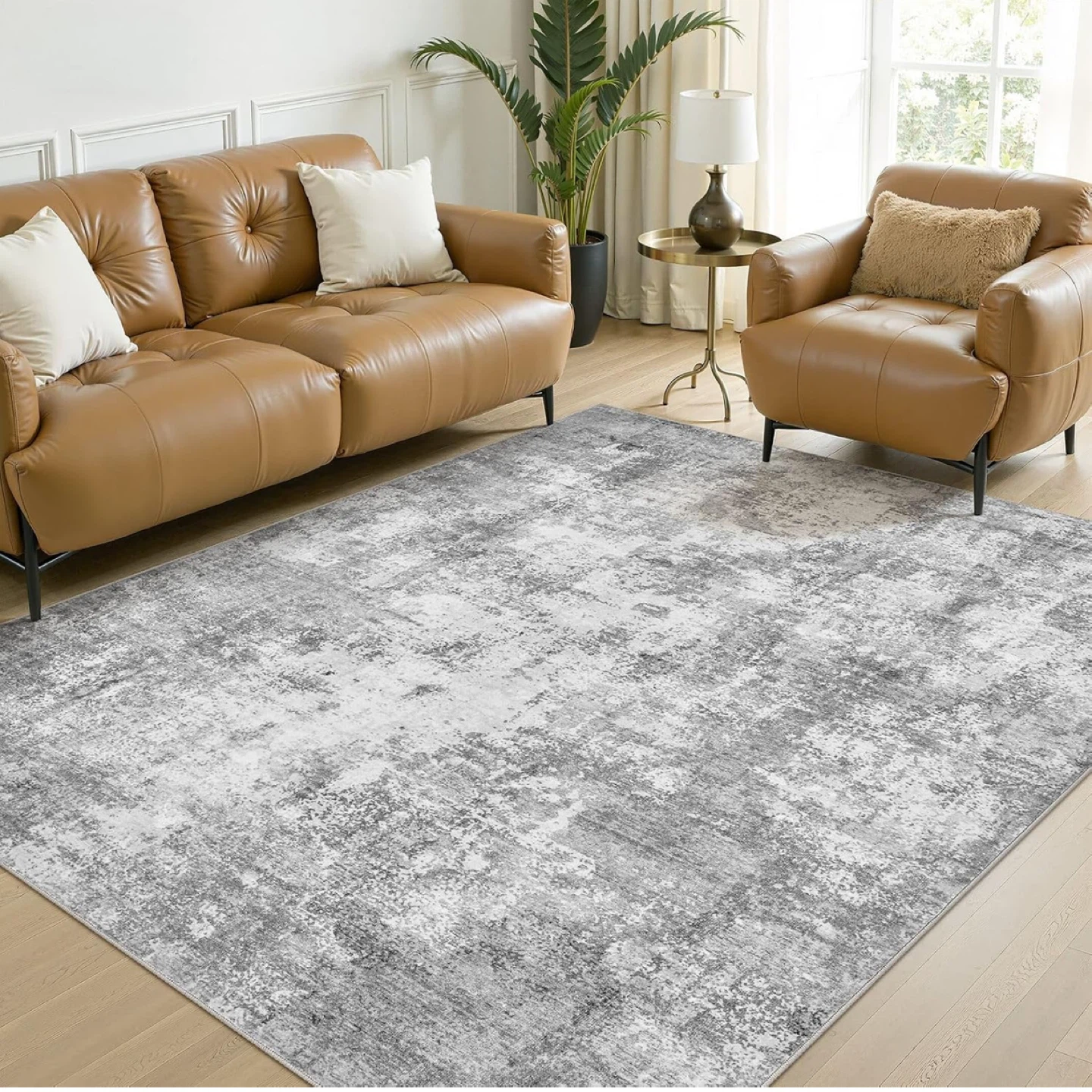 Ultra Soft & Safe Area Rug - Grey Abstract Pattern