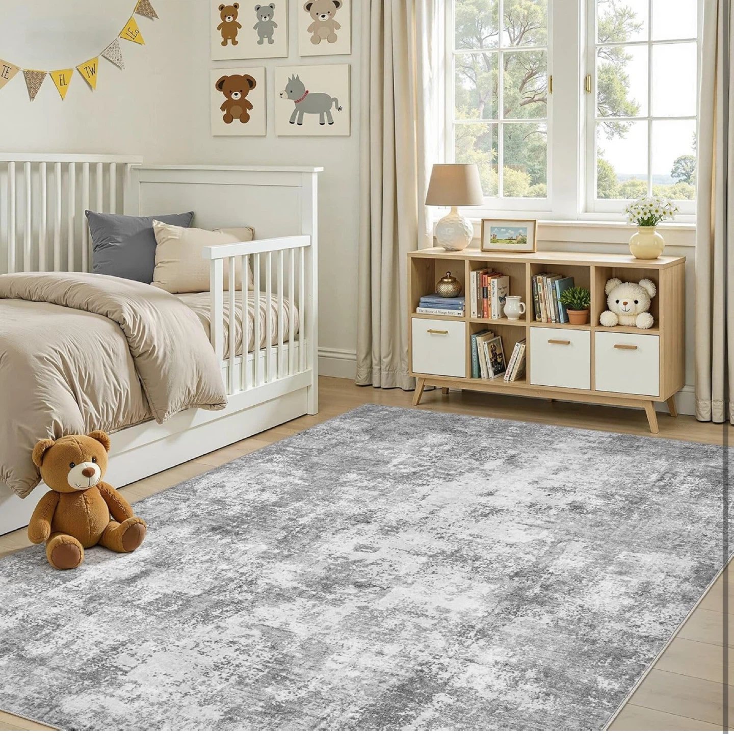 Ultra Soft & Safe Area Rug - Grey Abstract Pattern - photo 3