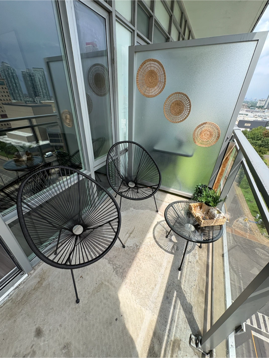Set of 2 Black Acapulco Chairs and Small Side Table