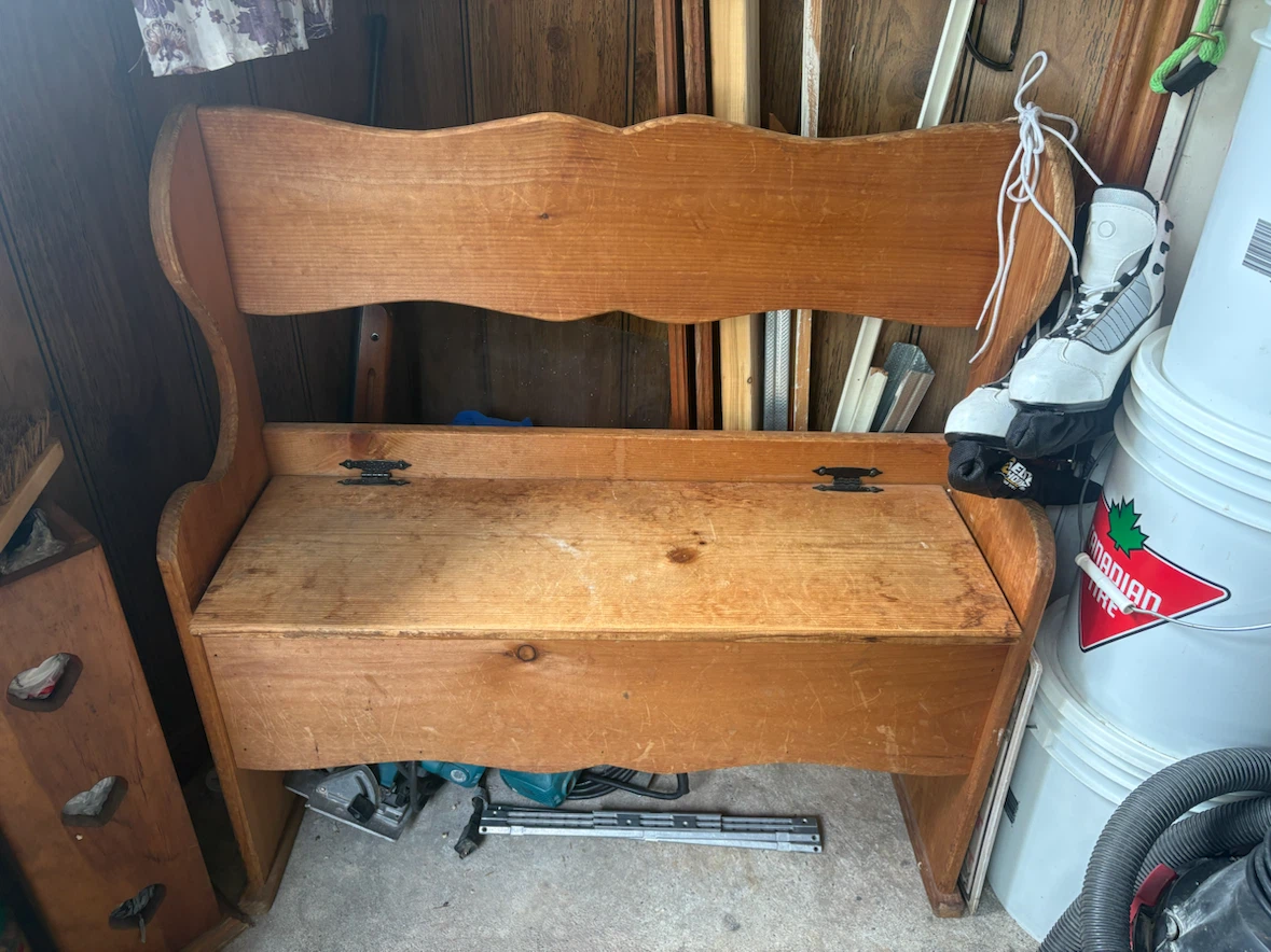 Wooden Storage Bench with Backrest