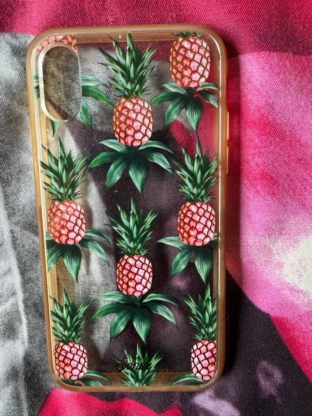 Clear Phone Case with Pink Pineapples