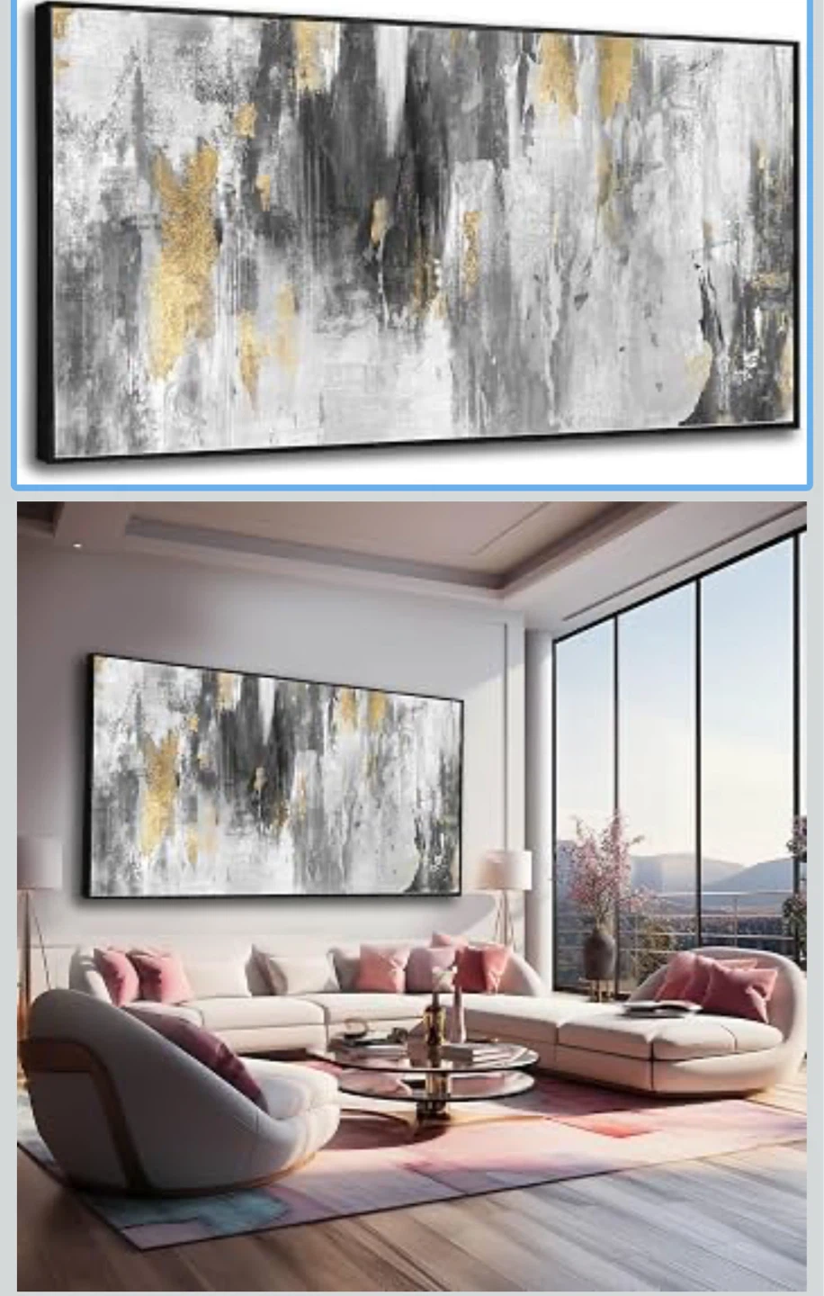 Abstract Grey Wall Art Canvas - photo 2