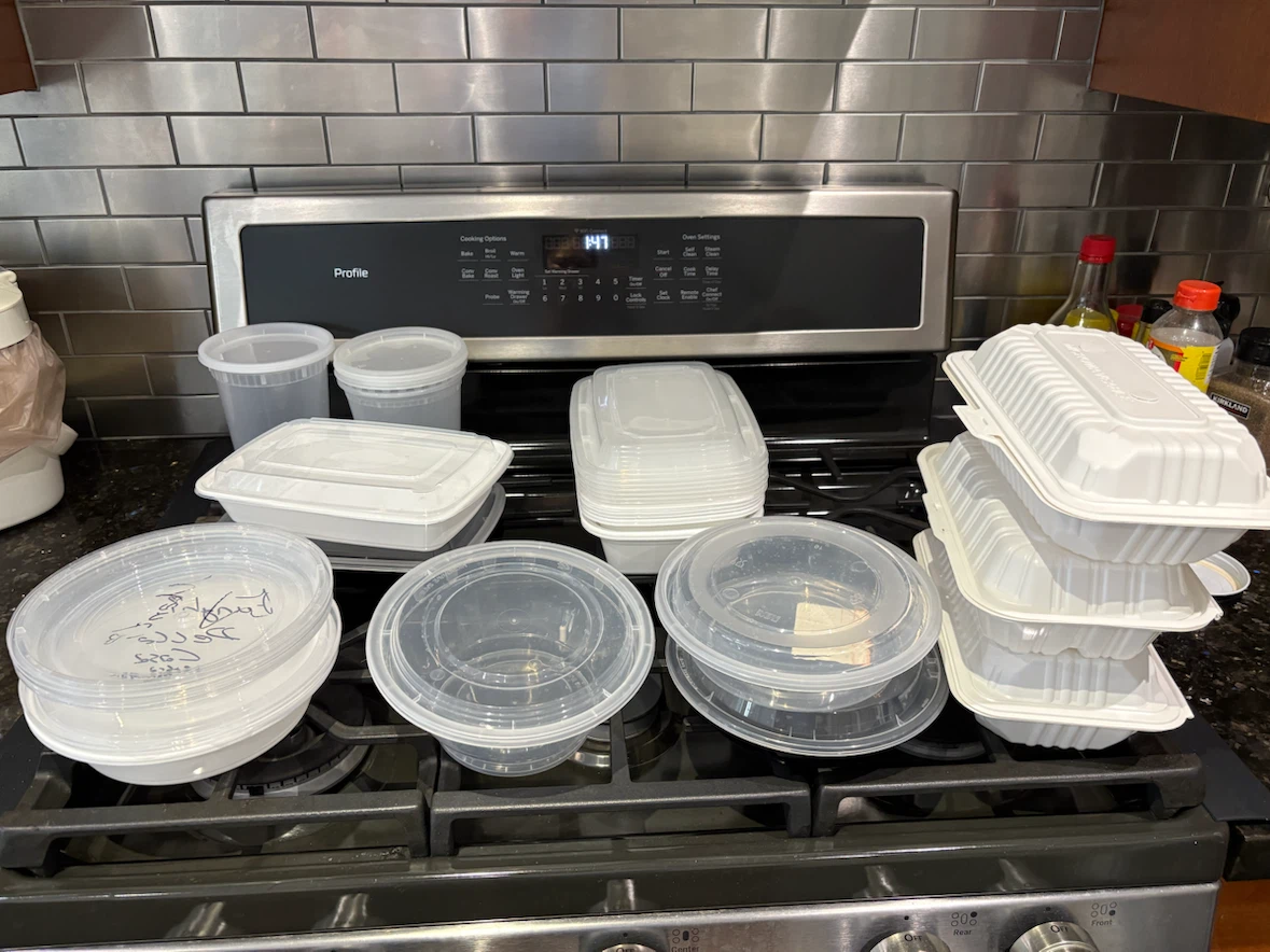 21 FREE cleaned plastic take out food containers storage