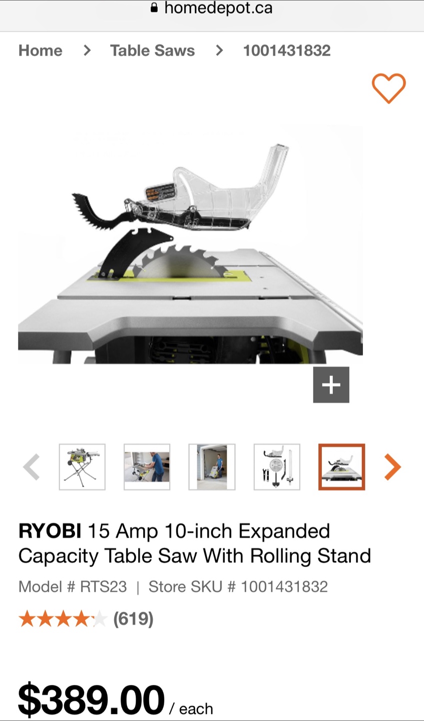 RYOBI 15 Amp 10-inch Expanded Capacity Table Saw With Stand - photo 3