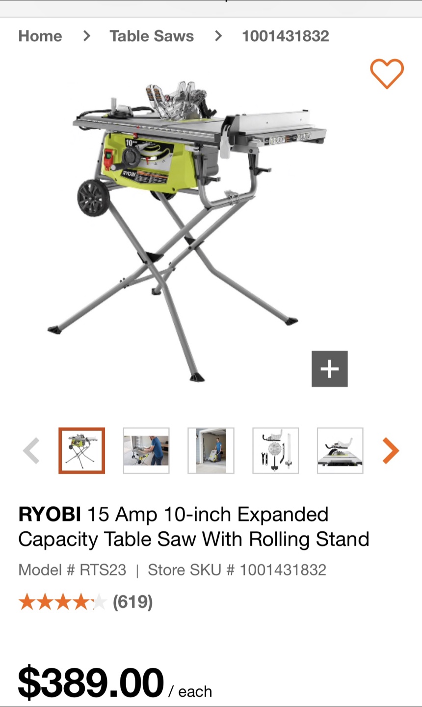 RYOBI 15 Amp 10-inch Expanded Capacity Table Saw With Stand - photo 2
