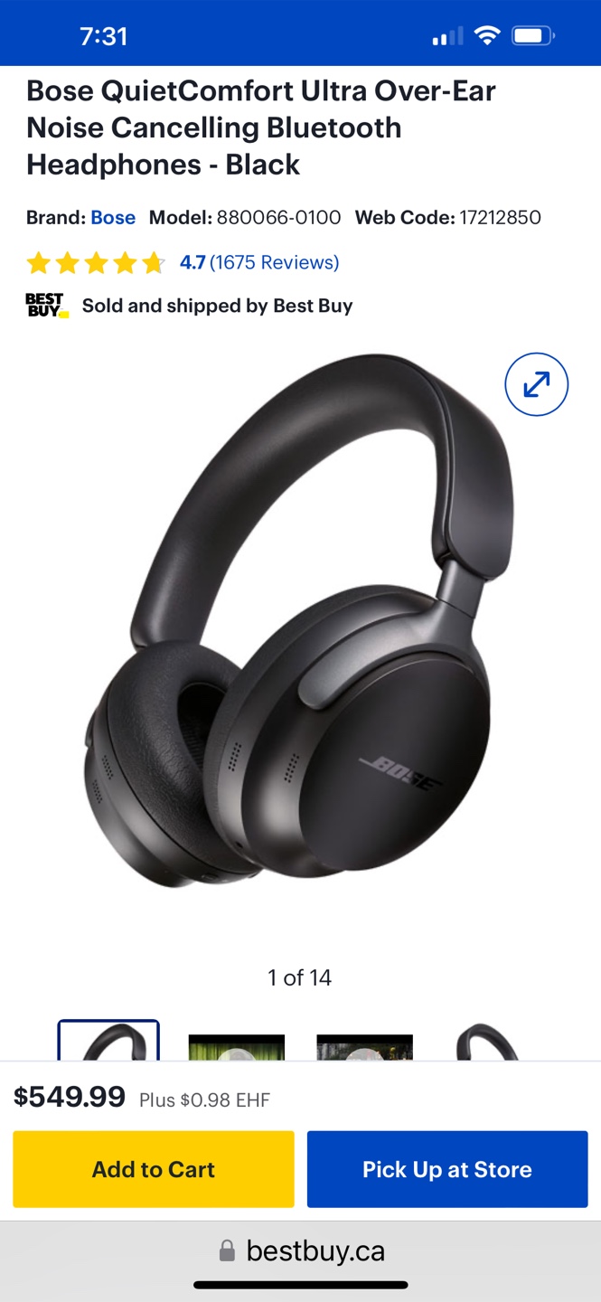 Bose QuietComfort Ultra Over-Ear Bluetooth Headphones