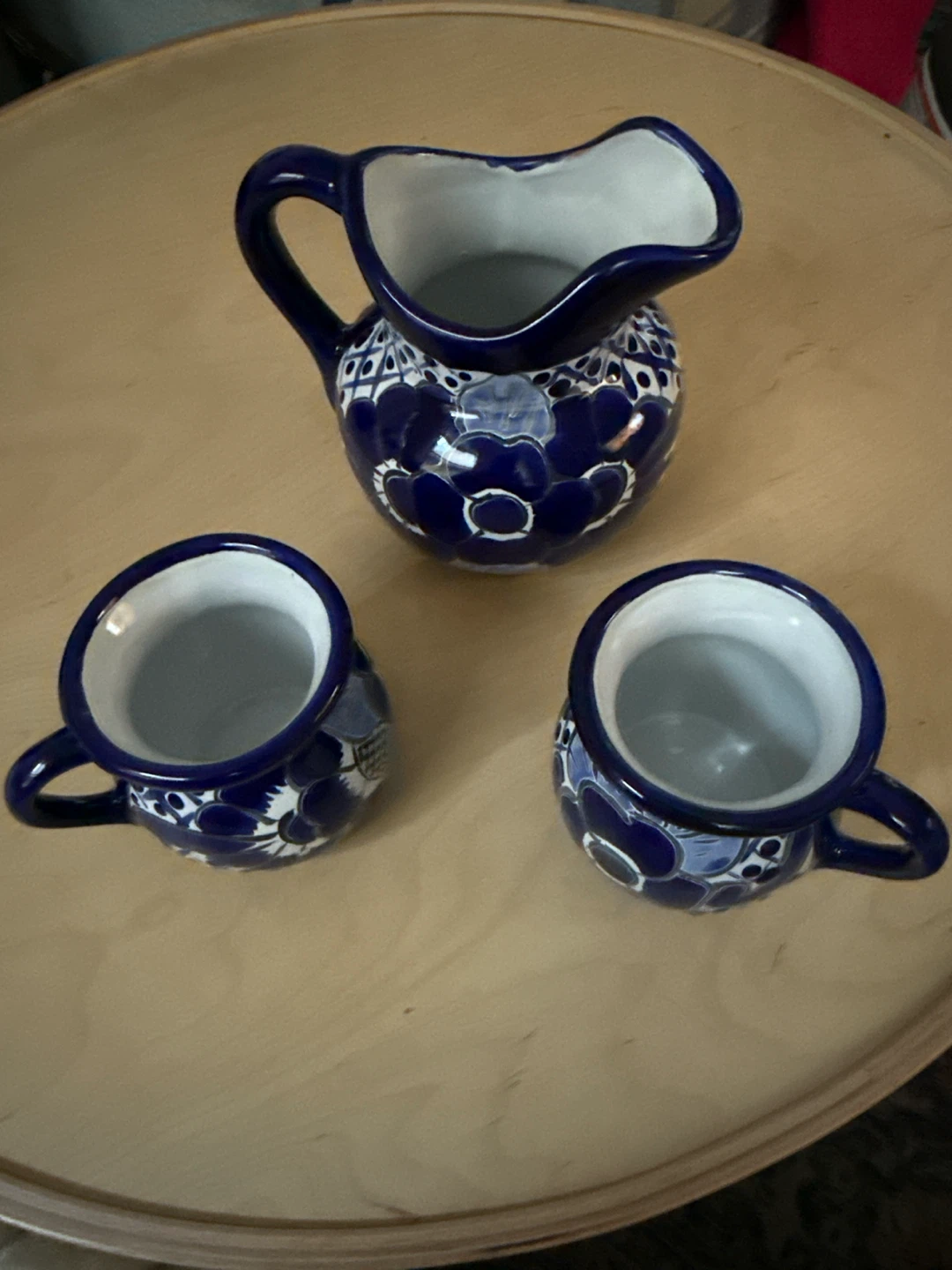 Blue Floral Pitcher and Cups Set