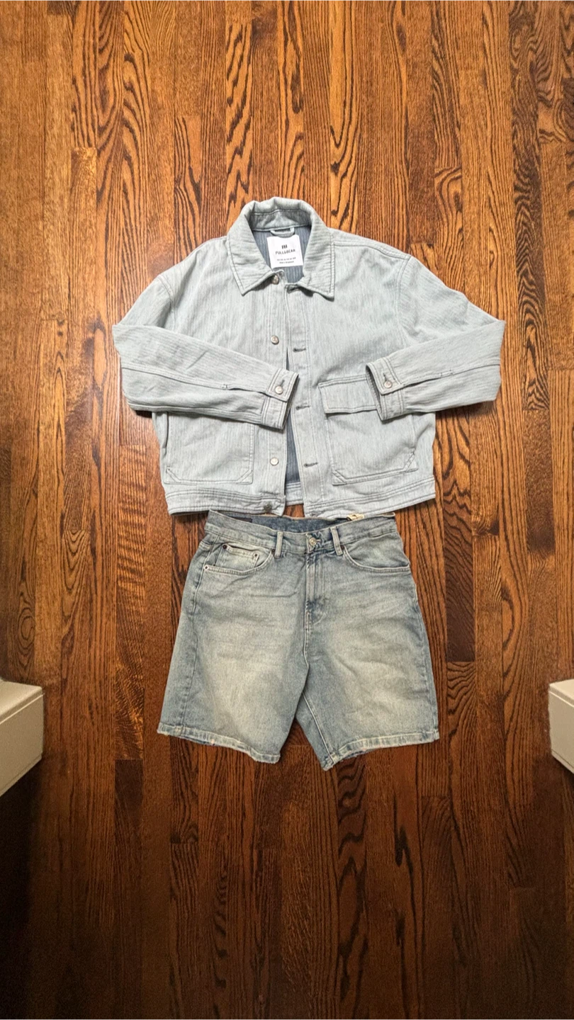 Pull & Bear Denim Jacket and Zara Denim Shorts
