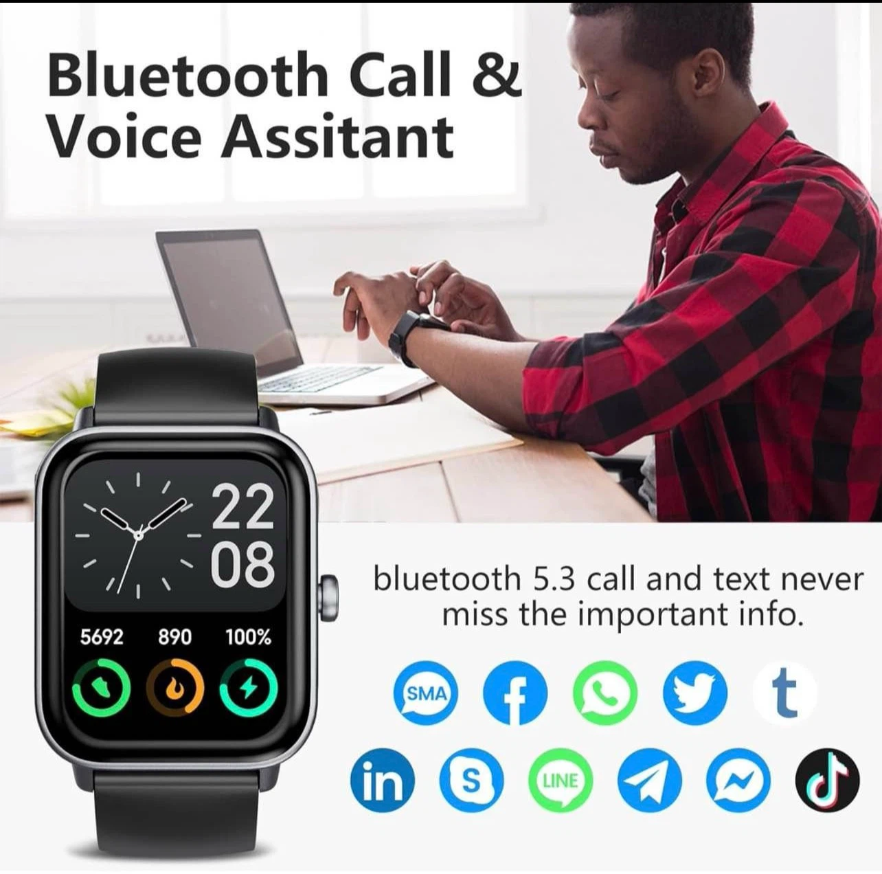 Fitness Tracker Smartwatch with Bluetooth Call - photo 3