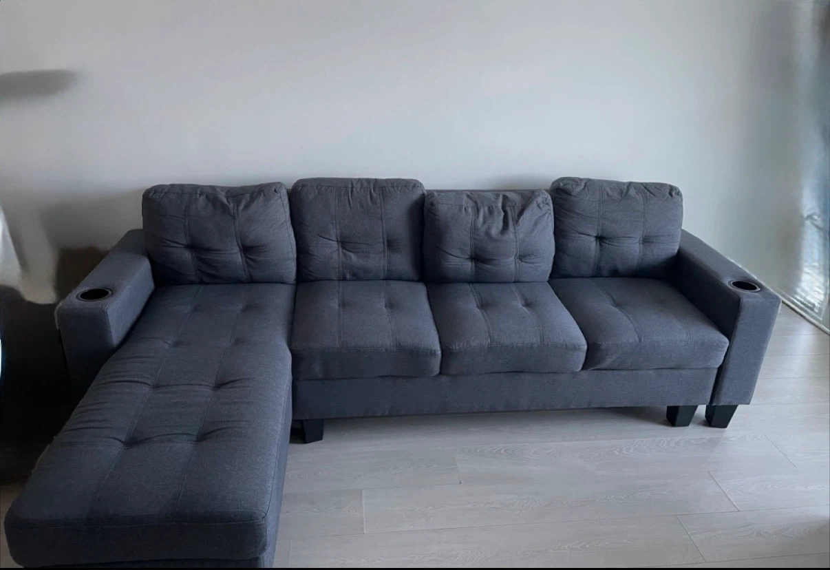 Dark Grey Sectional Sofa with Chaise - photo 2