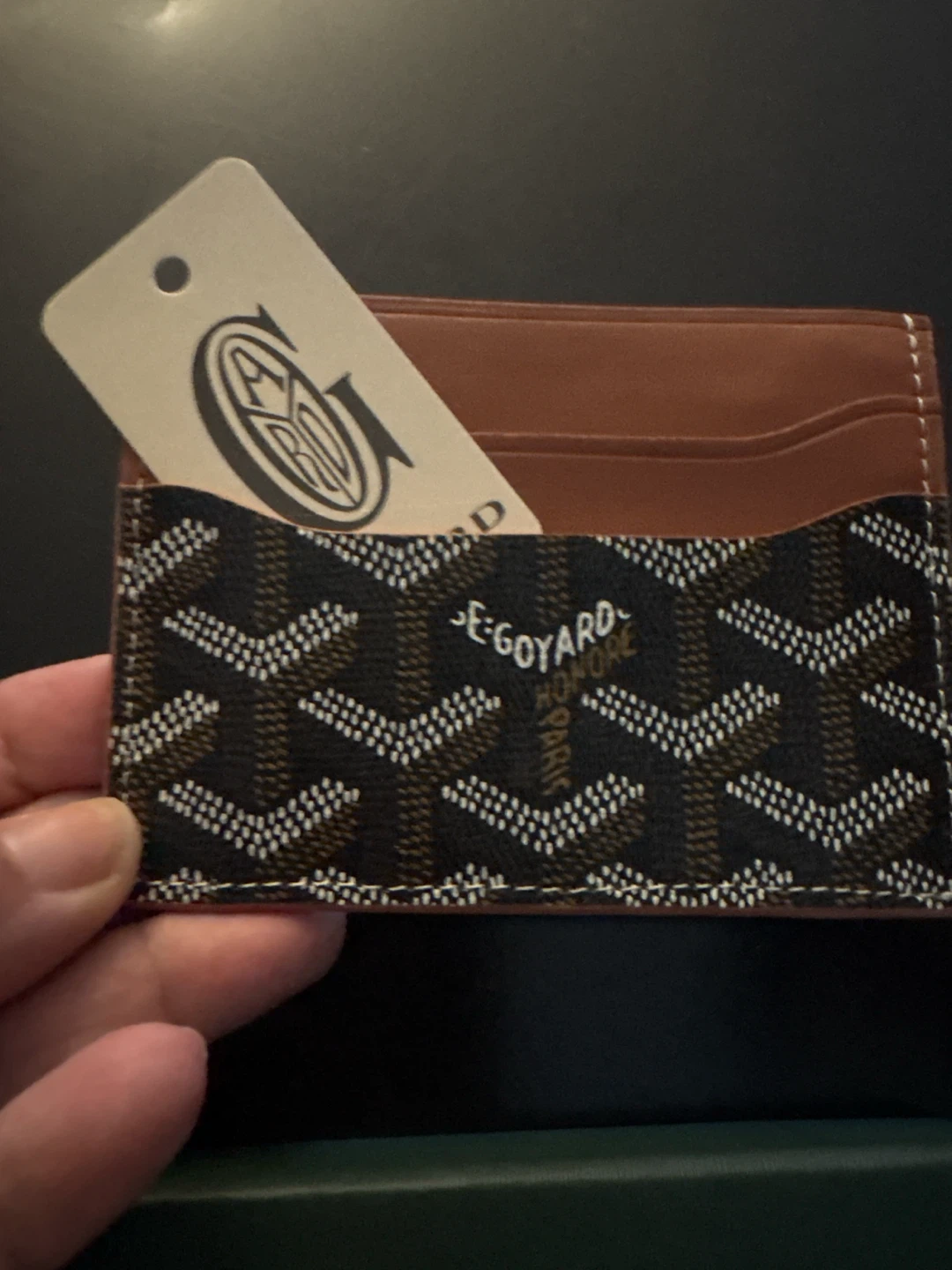 New Goyard Card Holder - Black and Tan - photo 5