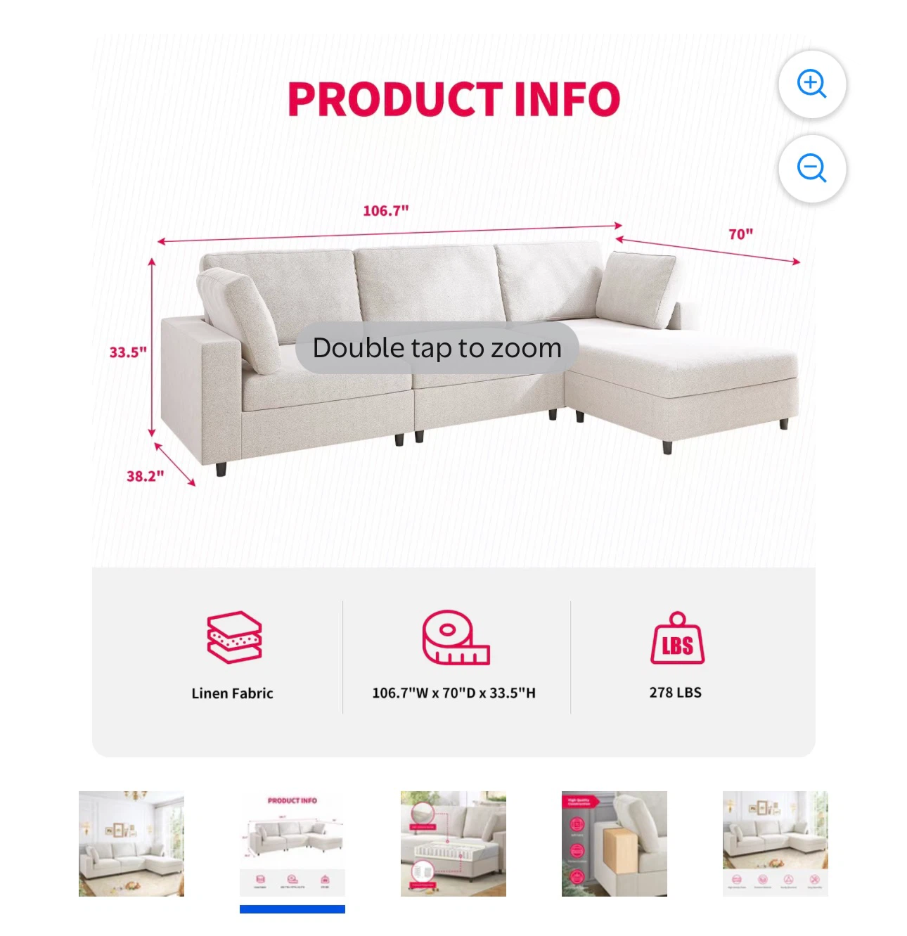 Mjkone L Shaped Sectional Couch - photo 2