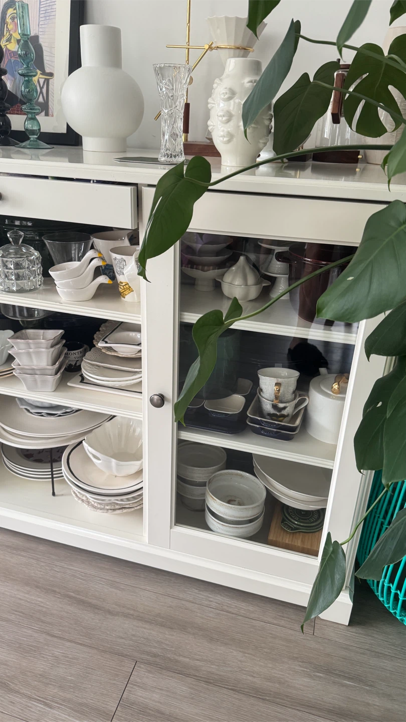 White IKEA HEMNES Display Cabinet with Glass Doors - photo 2