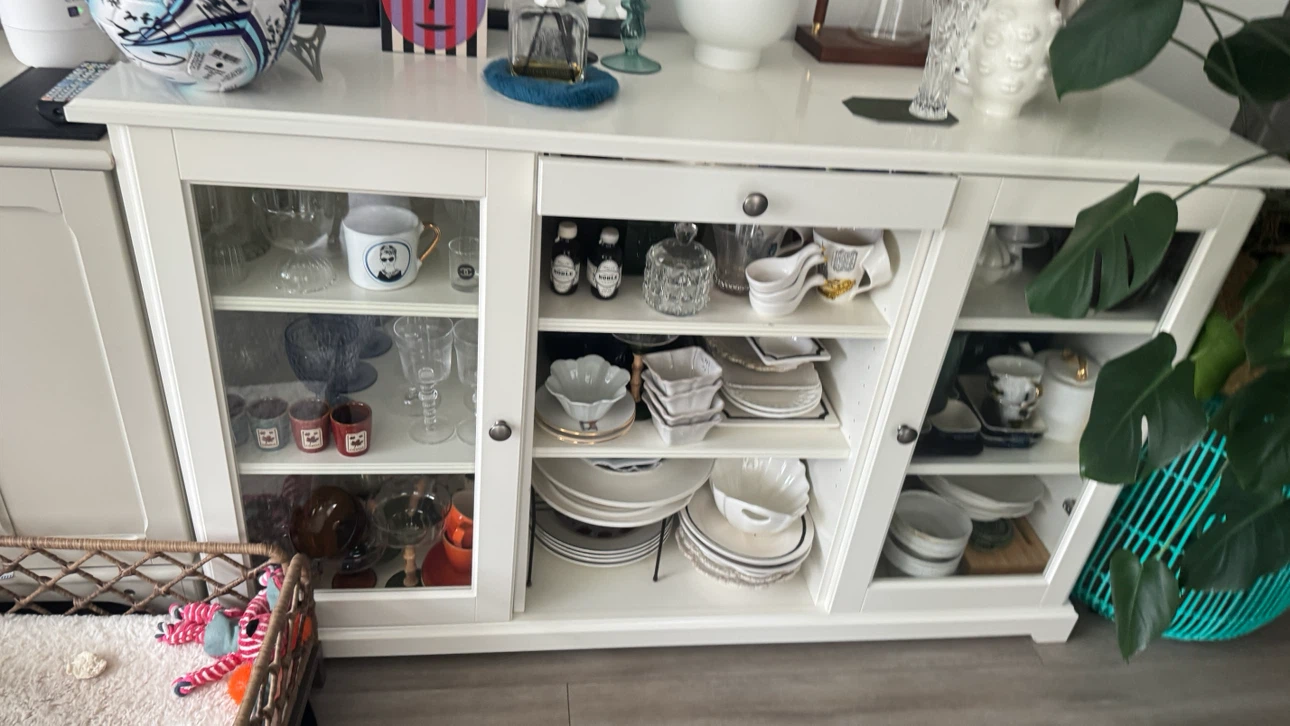 White IKEA HEMNES Display Cabinet with Glass Doors - photo 4