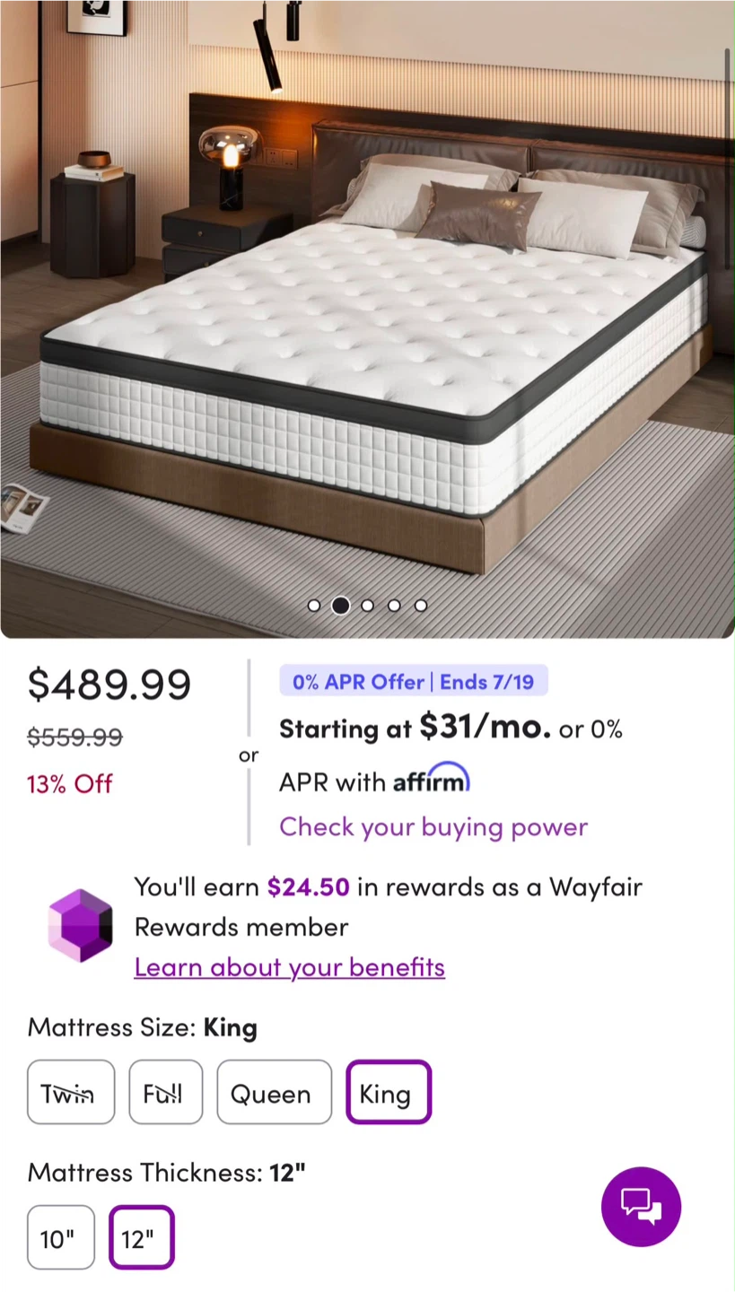 12" Firm Hybrid Memory Foam Mattress - King - photo 2