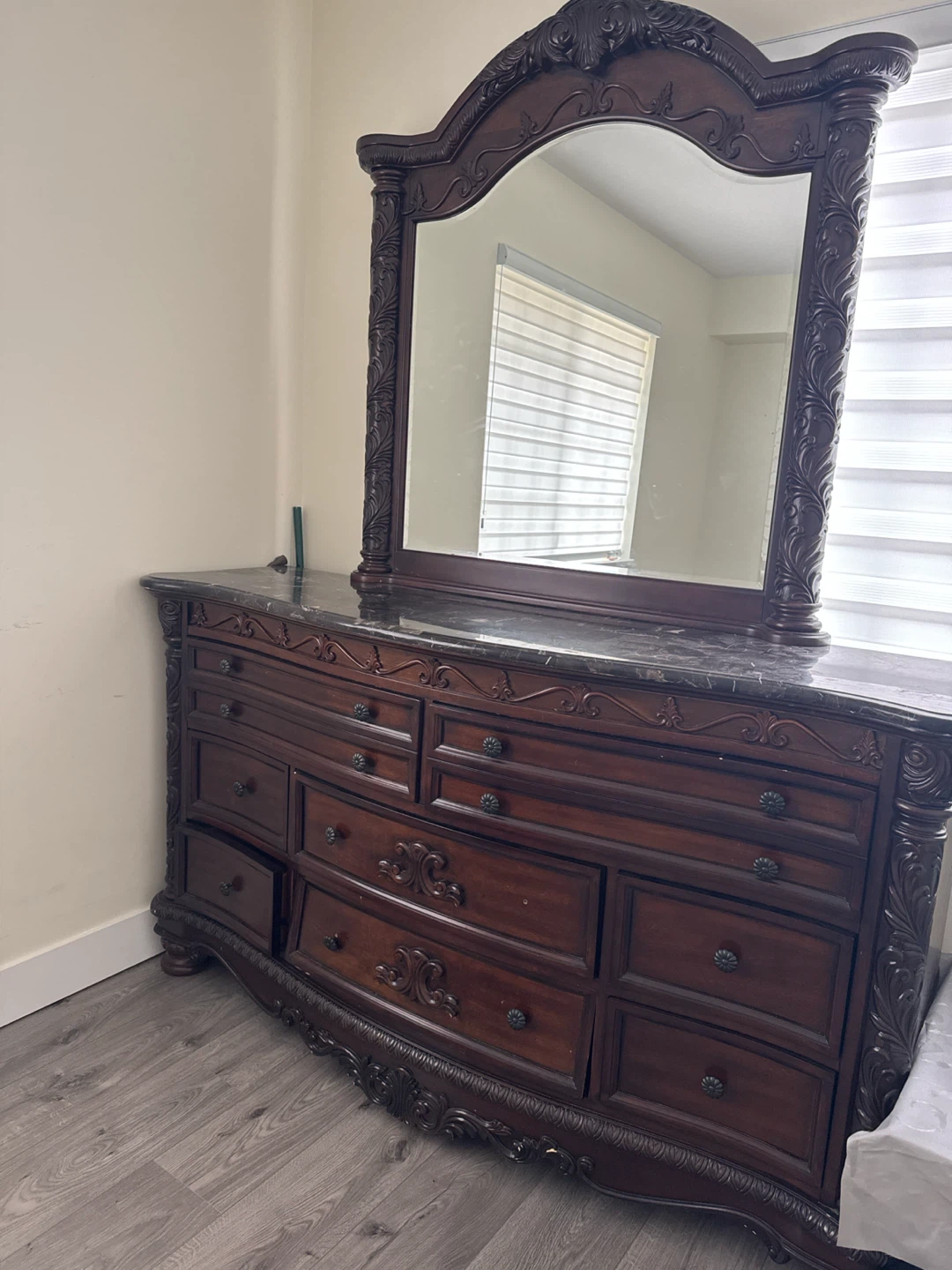 Dark Wood Dresser with Mirror