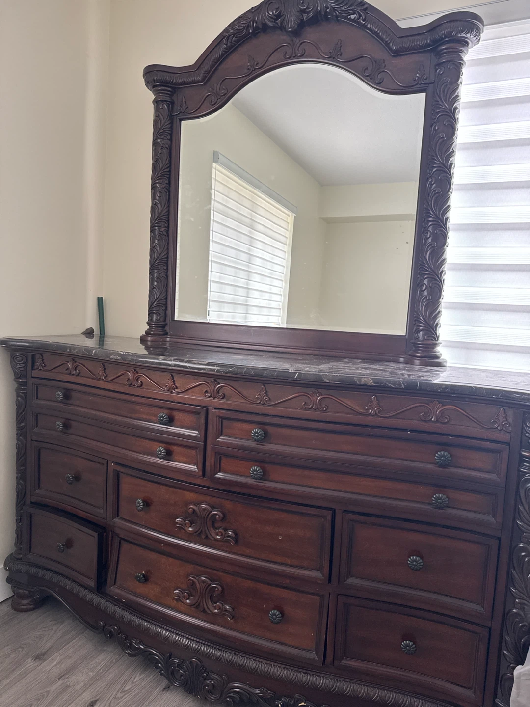 Dark Wood Dresser with Mirror - photo 2