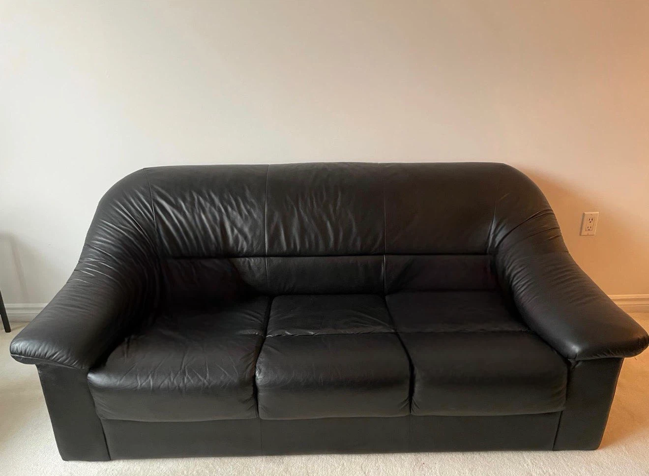 Black Leather Sofa Set - photo 2