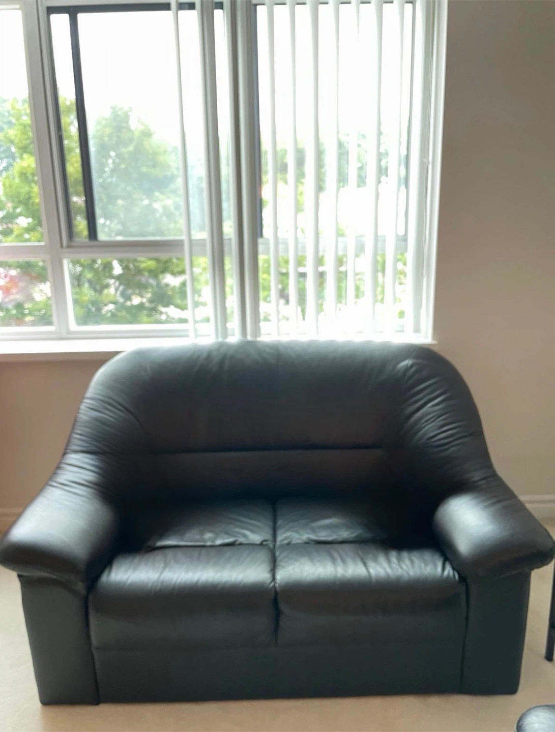 Black Leather Sofa Set - photo 3
