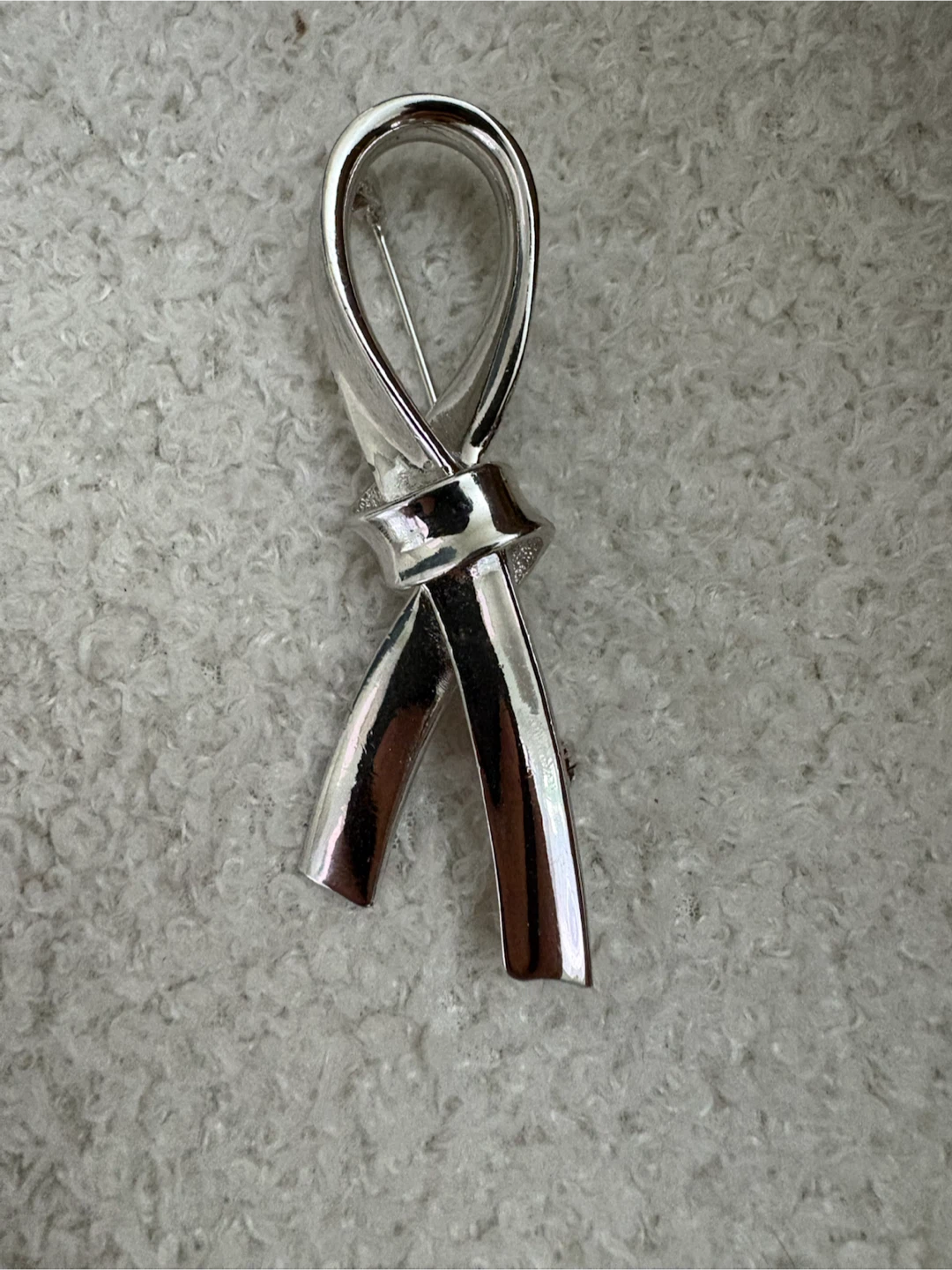Dior Silver Tone Ribbon Brooch