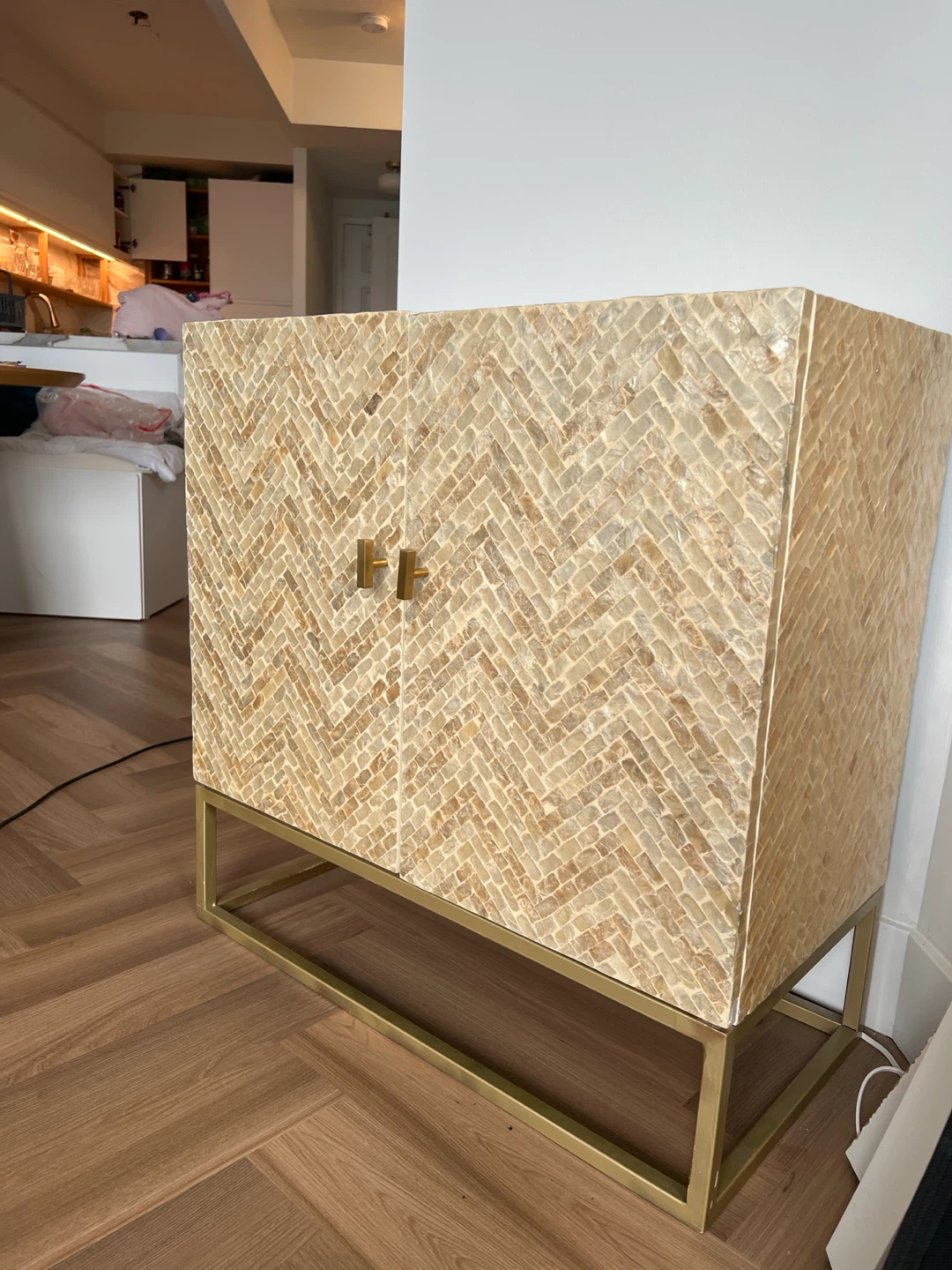 Capiz Shell Cabinet with Gold Base