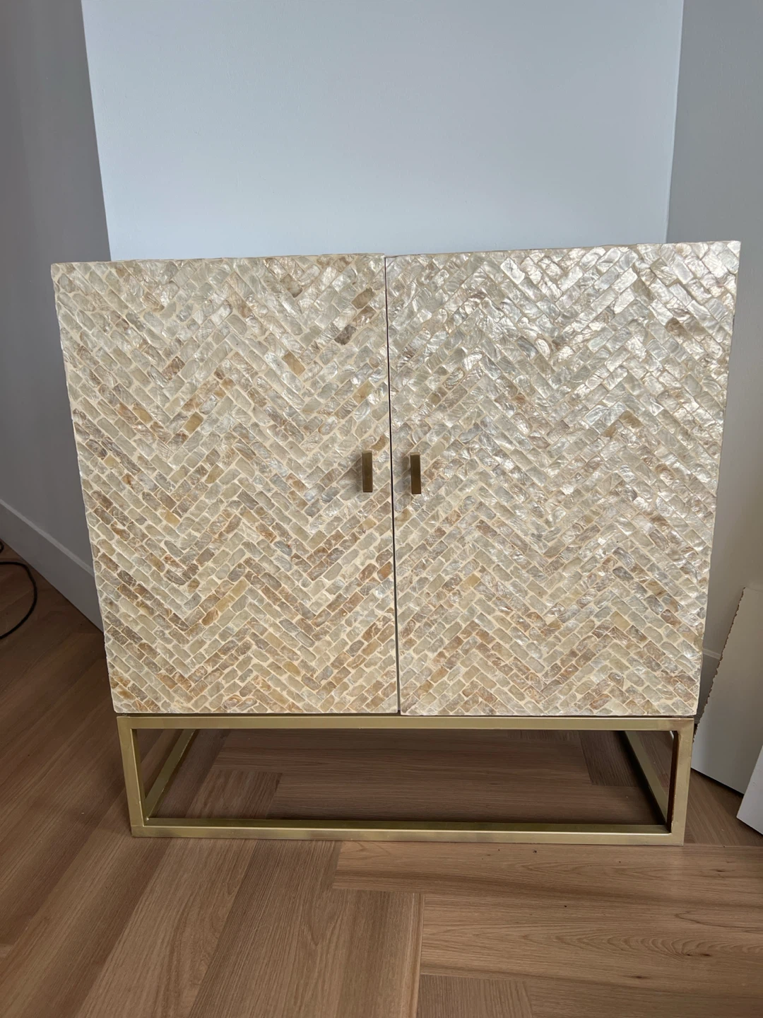 Capiz Shell Cabinet with Gold Base - photo 2