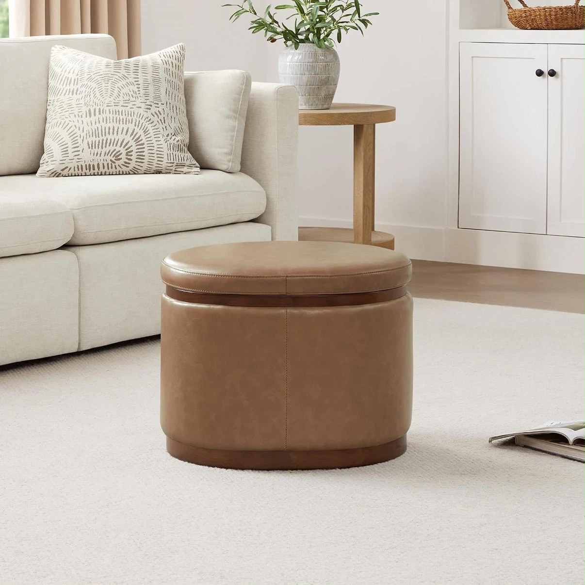 Round Storage Ottoman