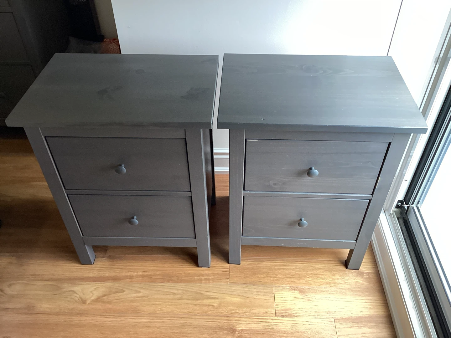 Grey IKEA bedside tables x 2