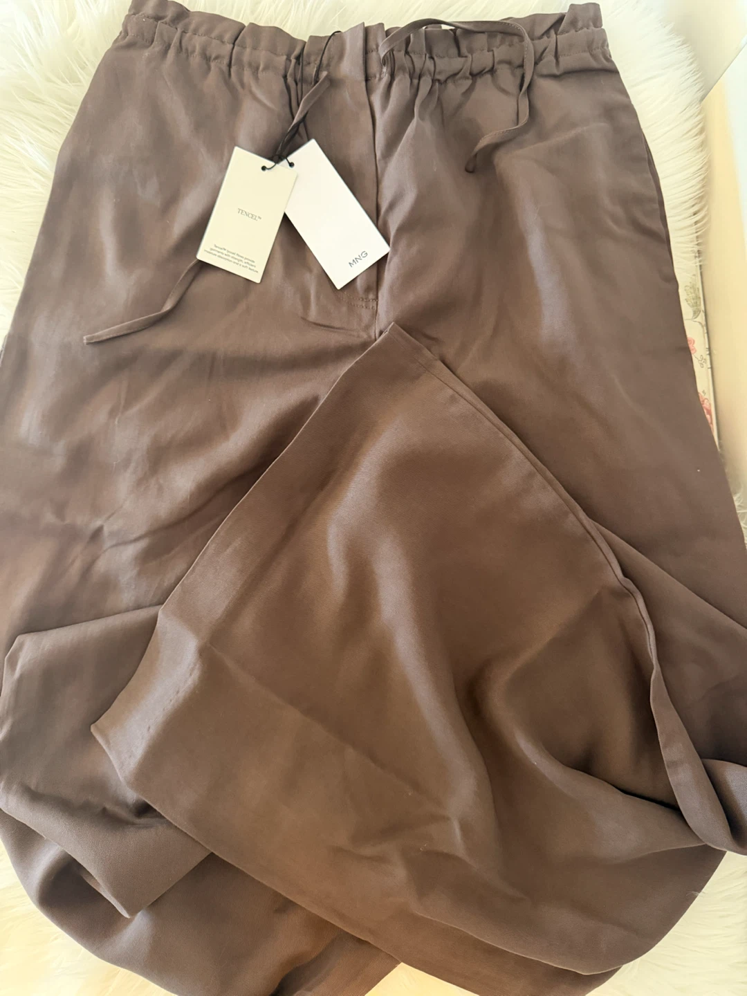MNG Wide Leg Tencel Pants Brown Size S - photo 2