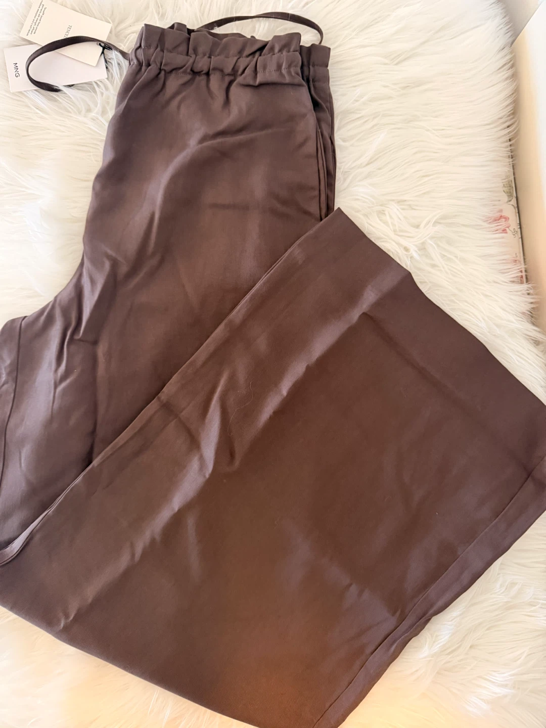 MNG Wide Leg Tencel Pants Brown Size S - photo 3