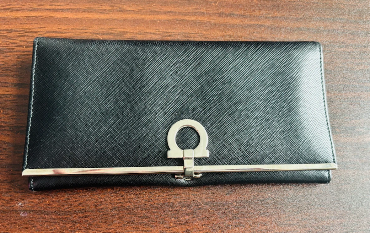 Salvatore Ferragamo Black Leather Gancini Wallet