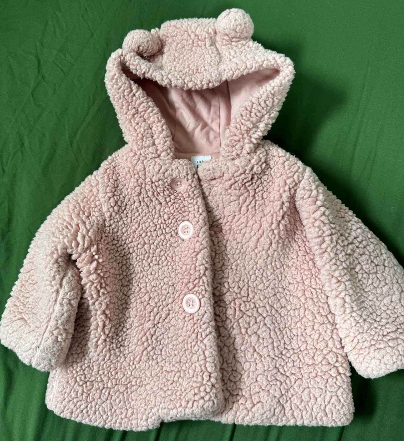 Baby Gap Pink Sherpa Hooded Jacket with Ears 3-6 months