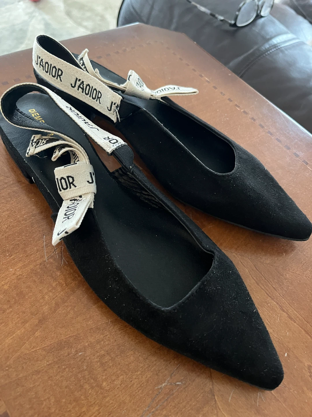 Black Flats with J'ADIOR Strap