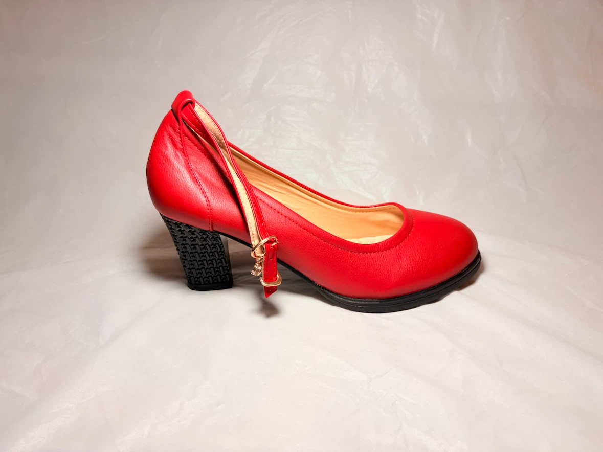 Red Ankle Strap Heels with Charm