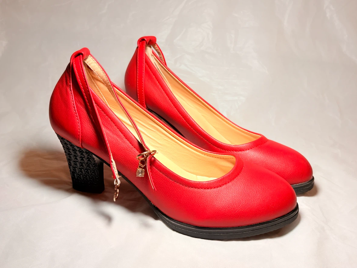 Red Ankle Strap Heels with Charm - photo 2
