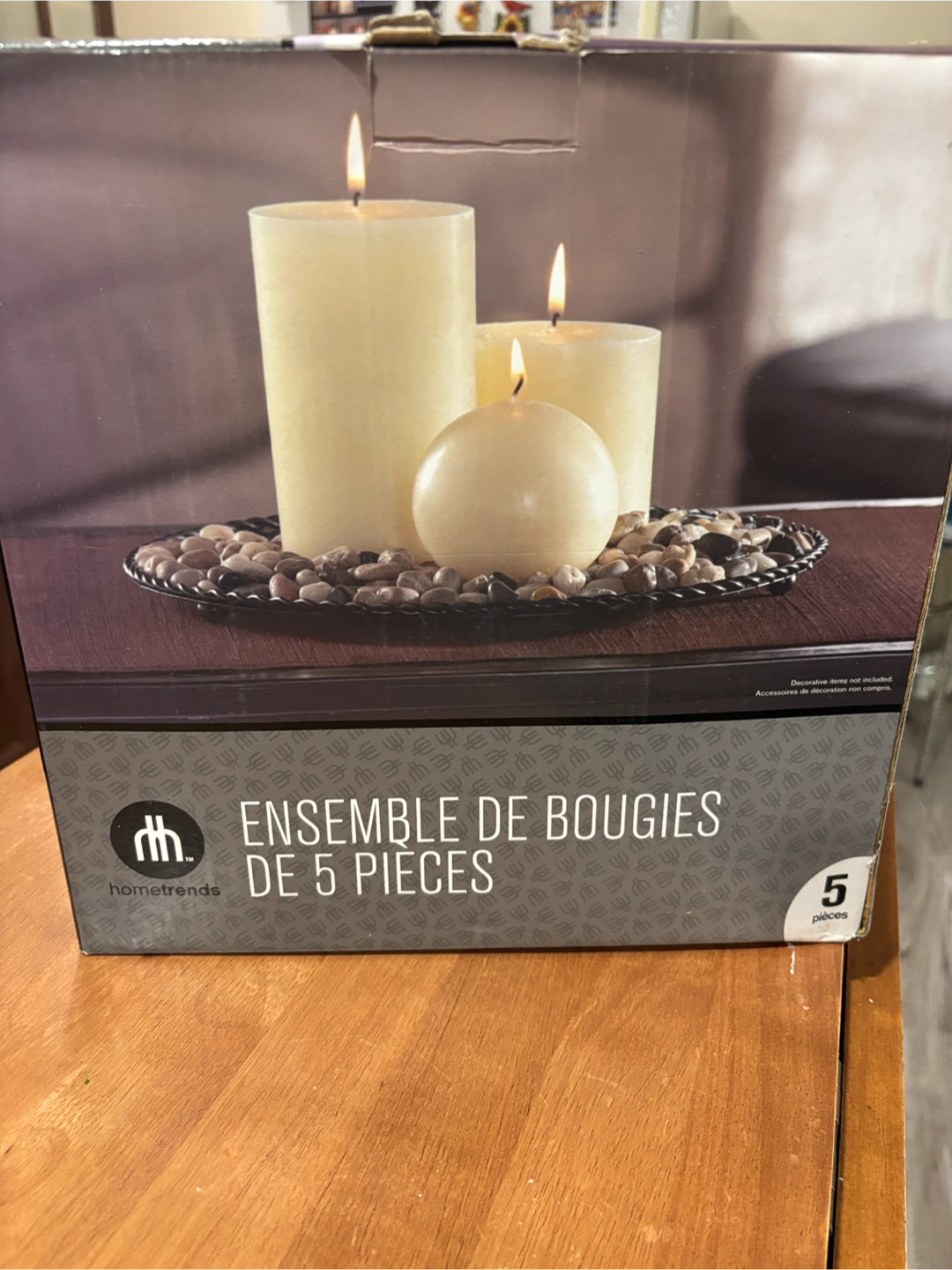 Hometrends 5-Piece Candle Set with River Pebbles