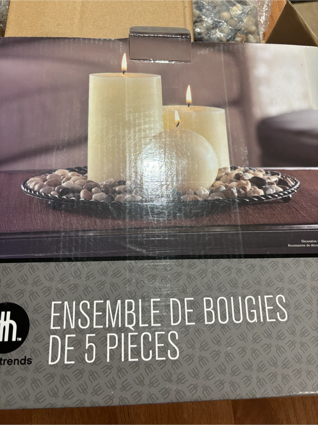 Hometrends 5-Piece Candle Set with River Pebbles - photo 3
