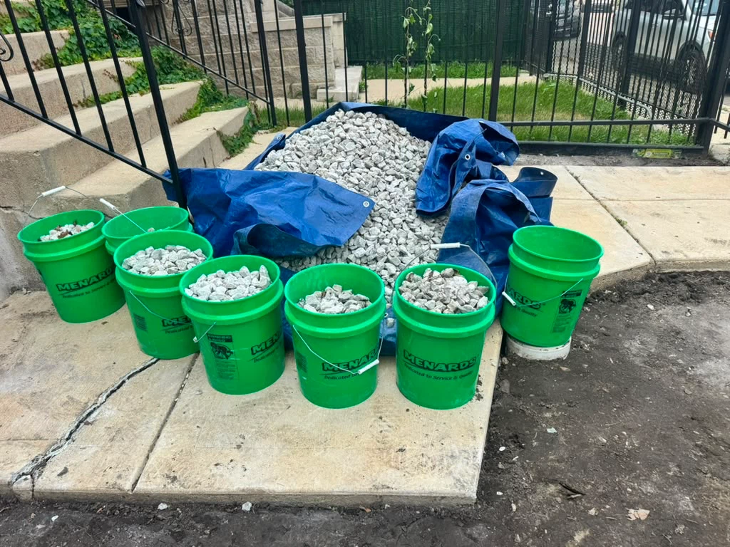 Menards Buckets with Gravel