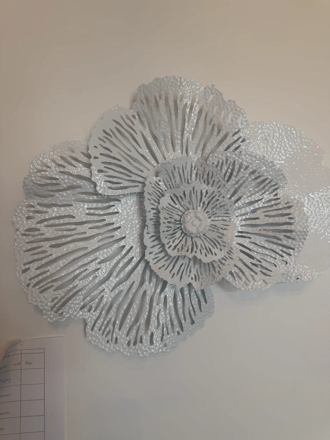 White Metal Flower Wall Art