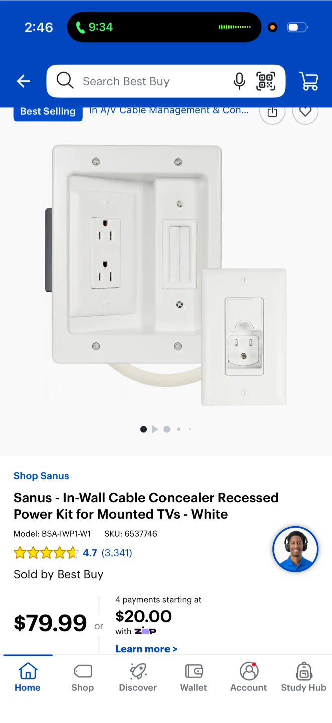 In Wall Cable Concealer Recessed Power Kit for Mounted TVs - photo 3