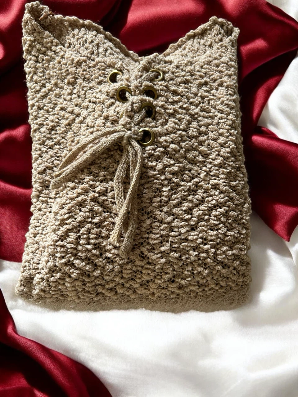 Women's Knit Lace-Up Sweater