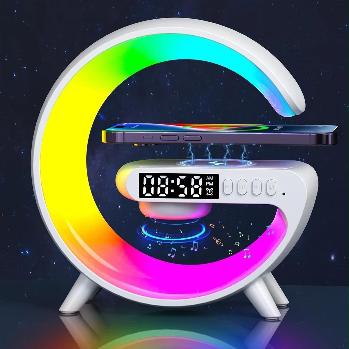 LED Wireless Bluetooth Speaker G63 with Sunrise Alarm Clock