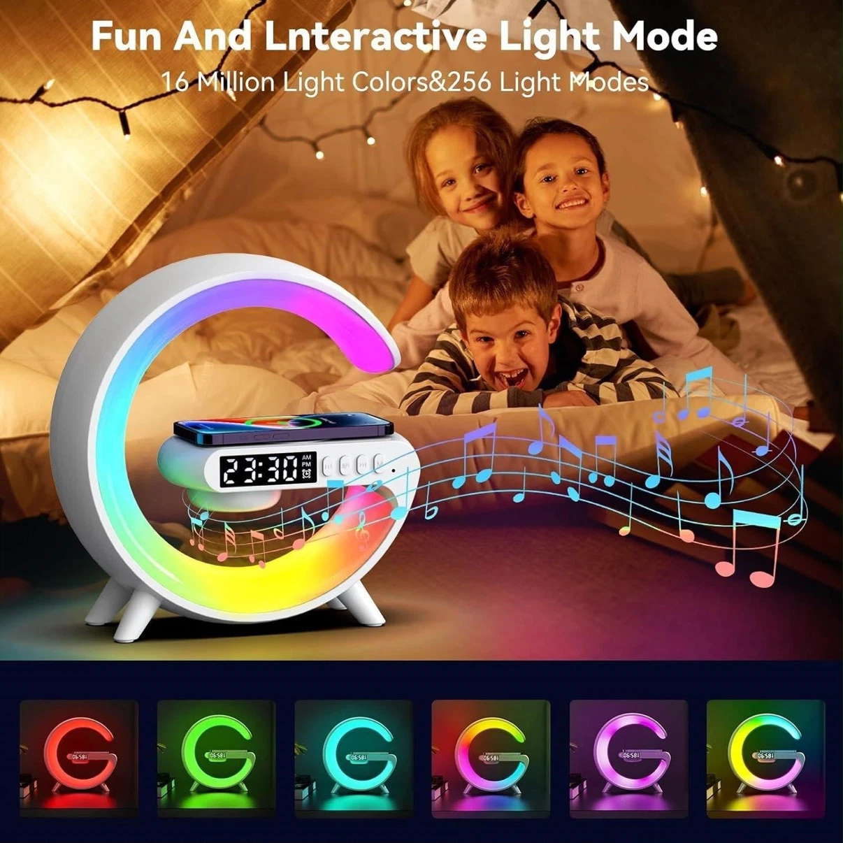 LED Wireless Bluetooth Speaker G63 with Sunrise Alarm Clock - photo 5
