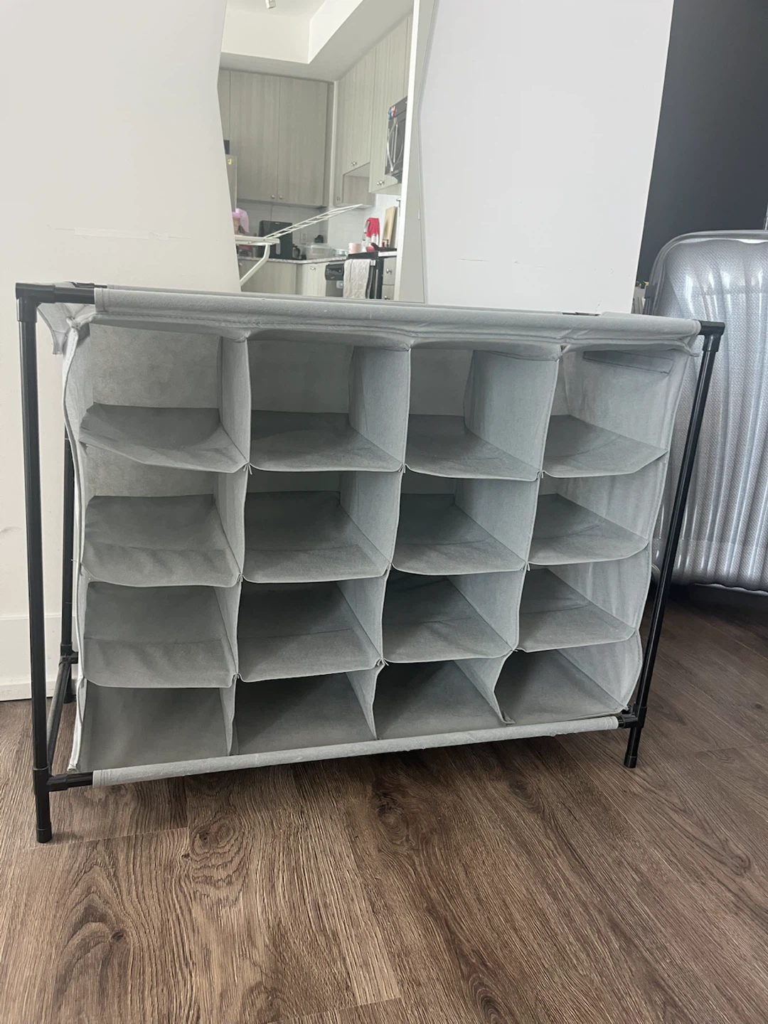 Grey 16-Pocket Fabric Shoe Rack Organizer - photo 2