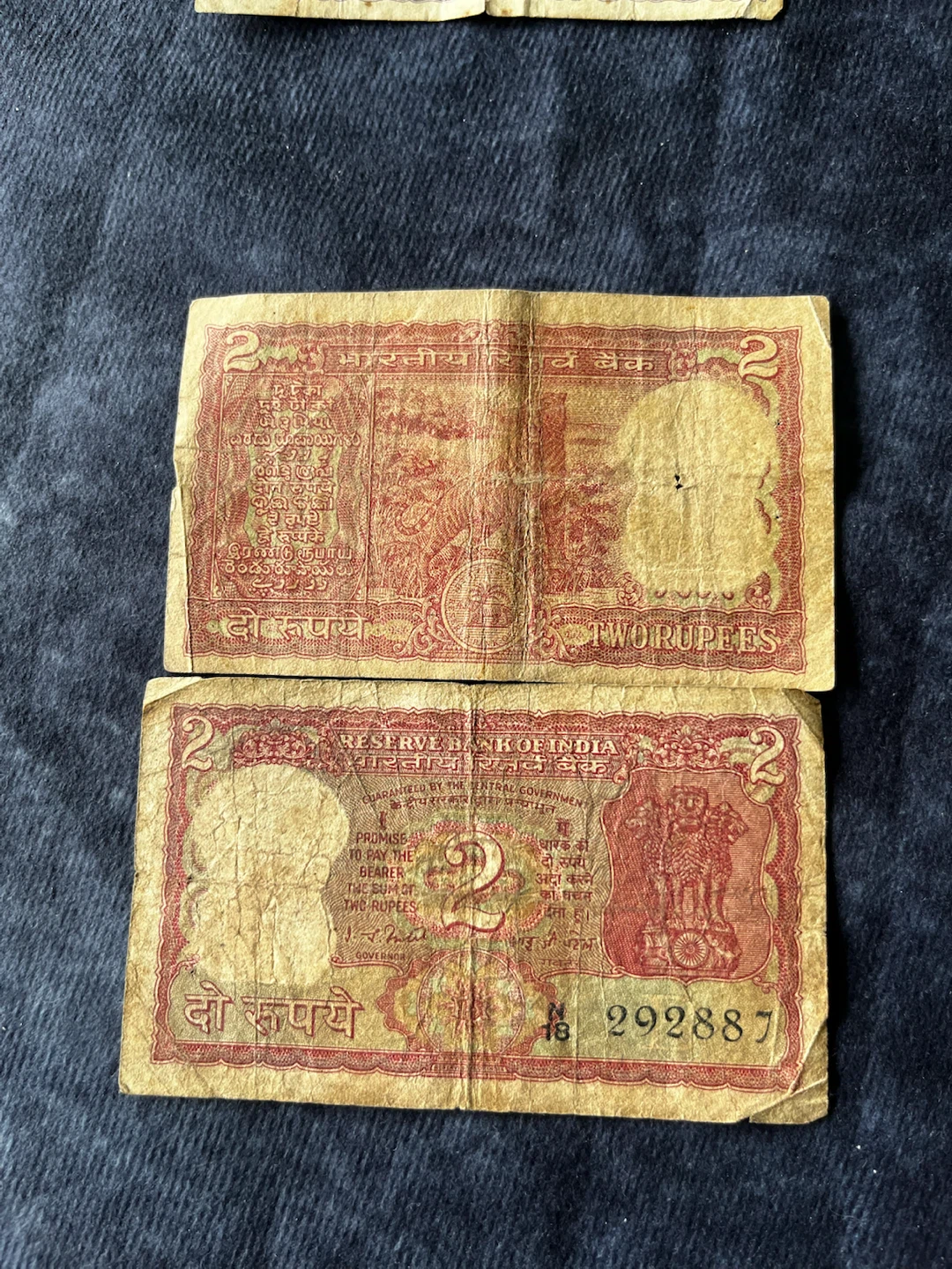 Rare not 2 Rupee Banknotes - Reserve Bank of India - photo 2