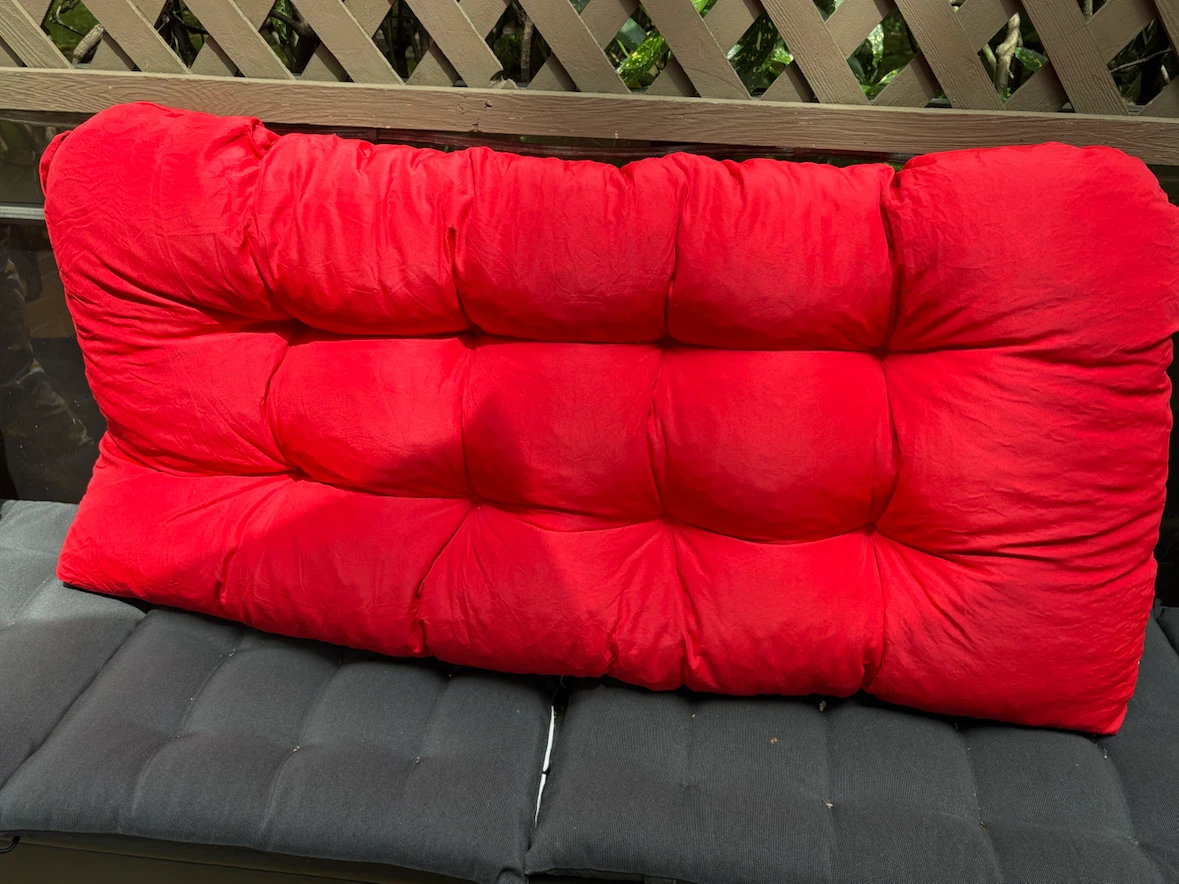 Red Tufted Bench Cushion - photo 2