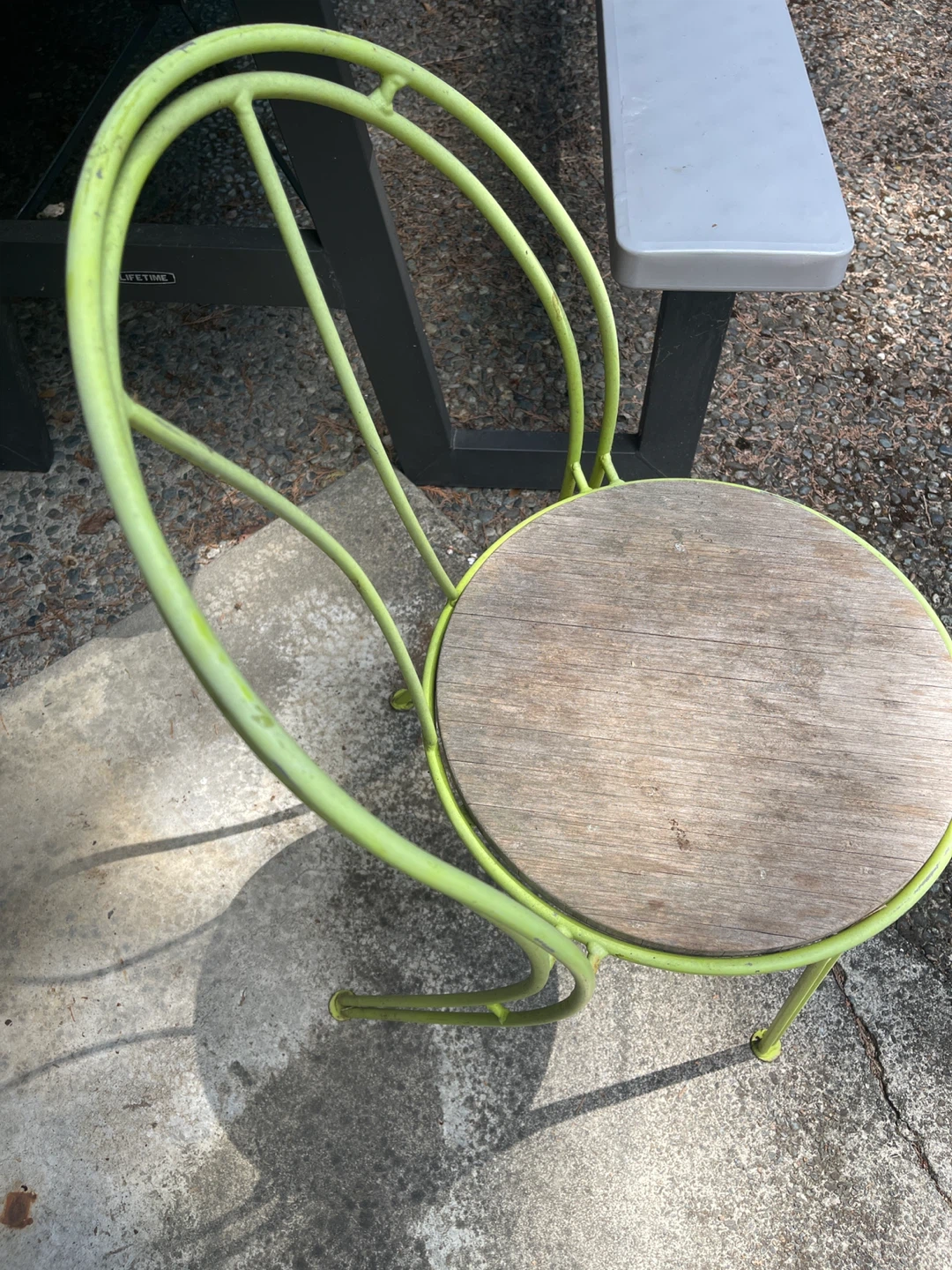 Lime Green Metal and Wood Seat Chair - photo 3