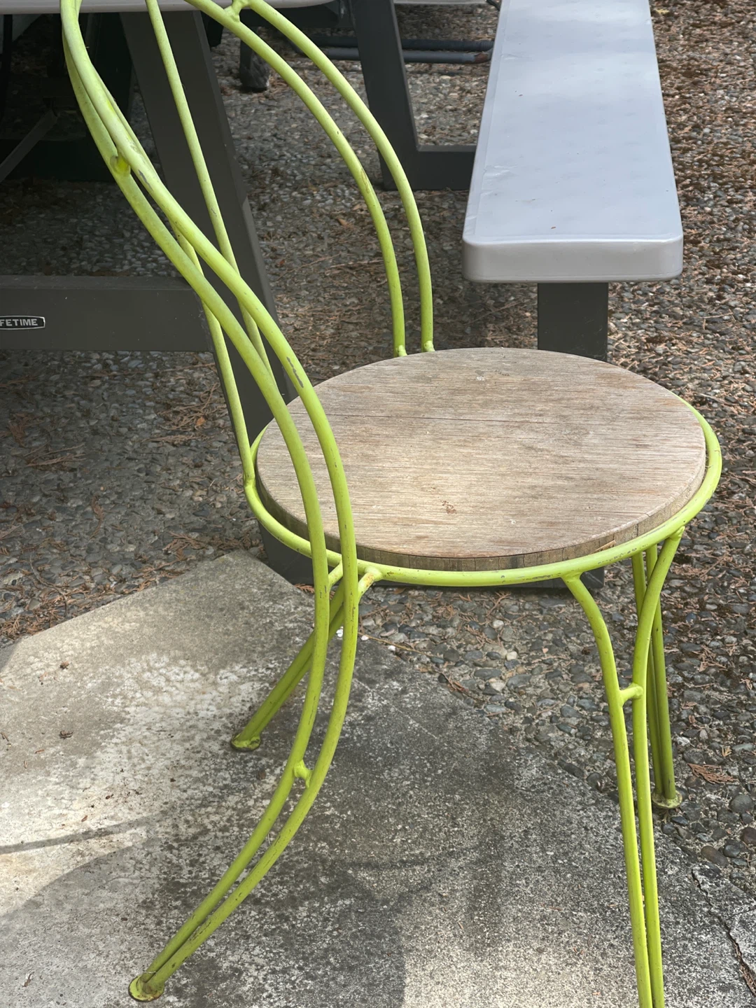 Lime Green Metal and Wood Seat Chair - photo 2
