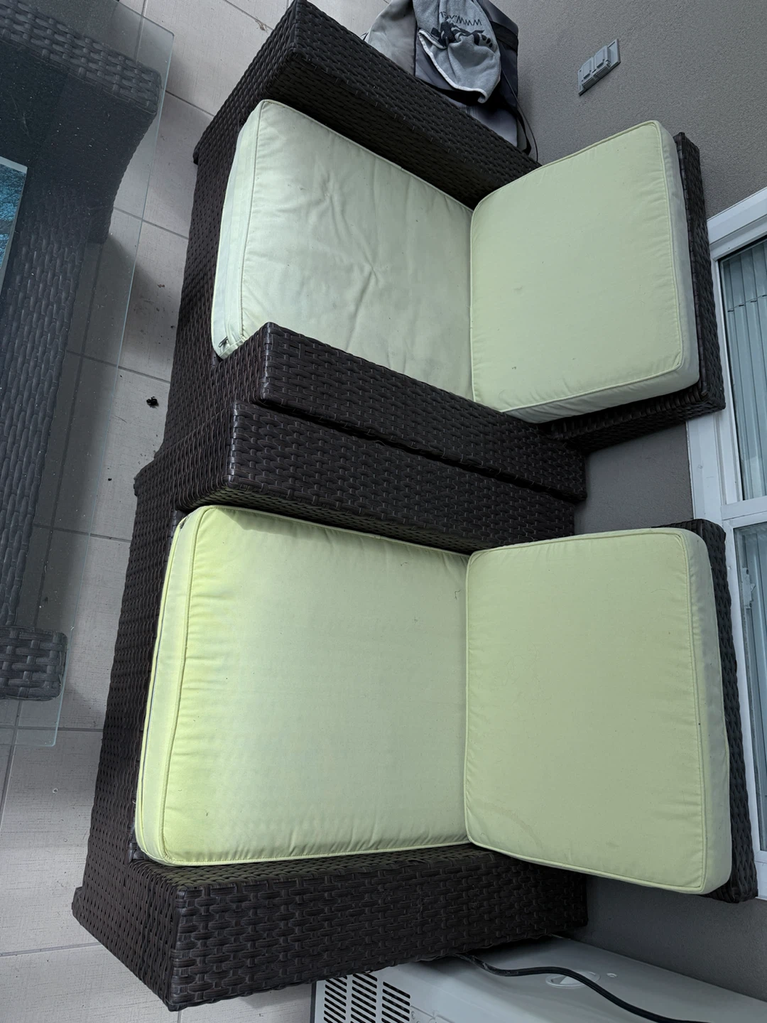 Wicker Outdoor Sofa with Light Green Cushions - photo 3