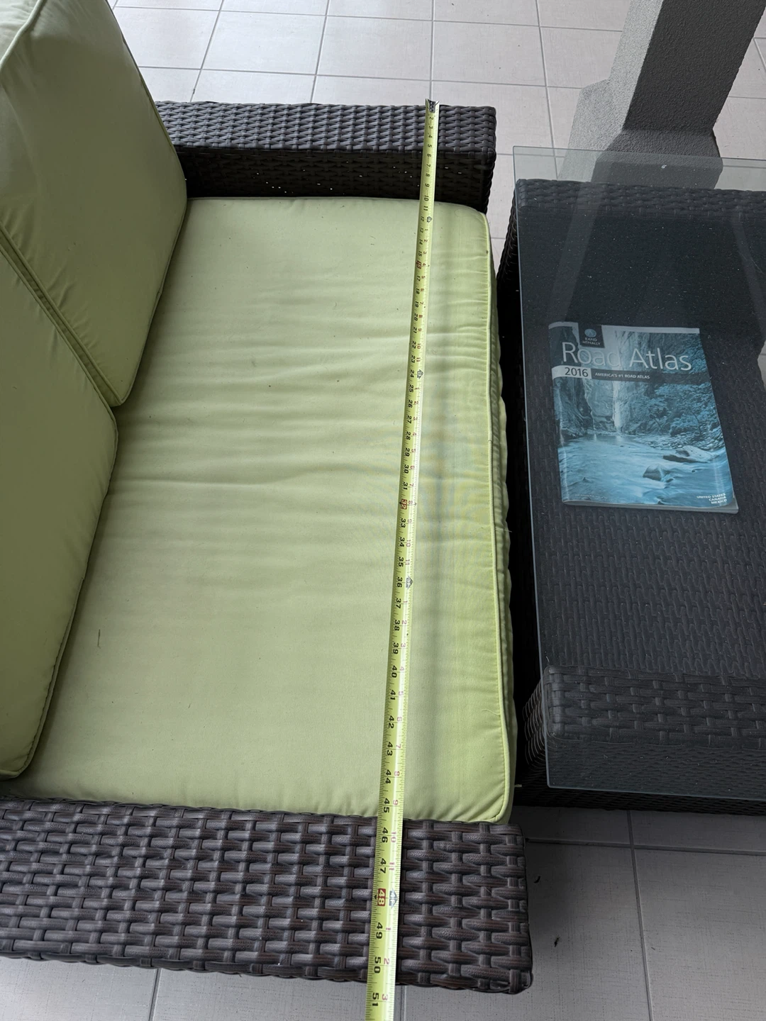 Wicker Outdoor Sofa with Light Green Cushions - photo 4